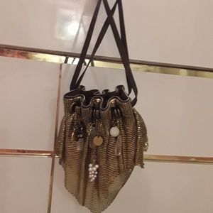 KENNETH COLE G SERIES LEATHER DRAWSTRING MESH BAG